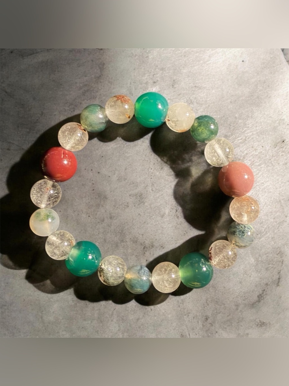 Mookaite, Agate and Garden Quartz Beaded Bracelet